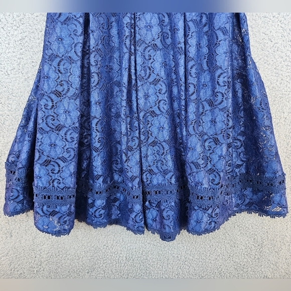 NSR Womens Provance Blue Navy Lace Mini Dress Sz S Adj. Straps Stretch flare - Picture 11 of 13